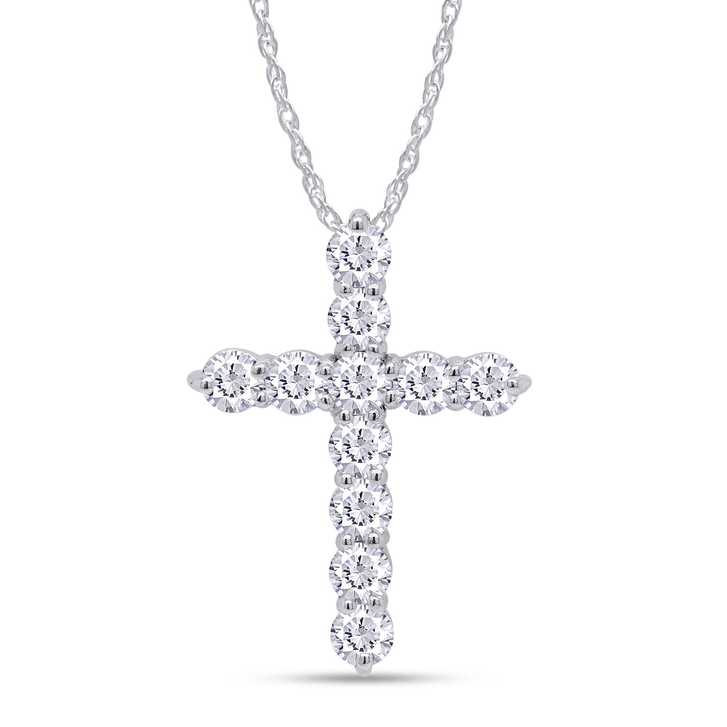 SAVEARTH DIAMONDS'SAVEARTH DIAMONDS 18K Gold Plated Sterling Silver Lab Created Moissanite Diamond Cross Pendant Necklace for Women, with 11 Pieces of 3mm VVS1, D moissanites,Small and Exquisite Necklace,18'' Chain'