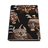 VstaDank African Ritual Ethnic Tribal Notebook Refillable 6 Ring Notebook Binder PU Leather Cover Business Journal All-in-one Notepad Reusable Travel Diary Vintage Planner 90 Sheets Capacity