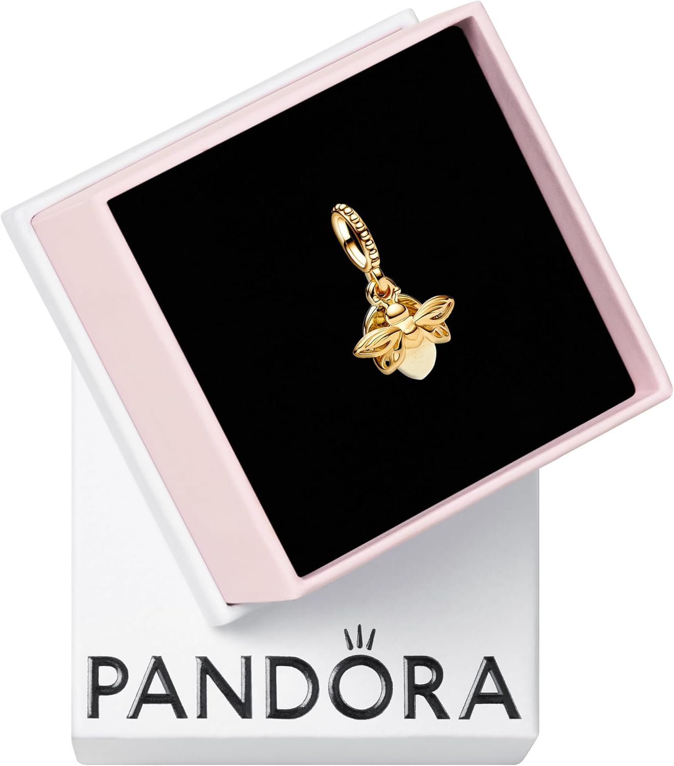 PANDORA Moments Glow-in-the-Dark Firefly Dangle Charm - 14k Gold-Plated Charm - Gift for Women - Includes Gift Box