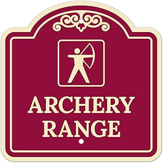 Archery Range With Graphic Decor Sign, (SI-74262) Burgundy Dark, 12x12 Inches, ACM, Fade Resistant, Made in USA by Sigo Signs