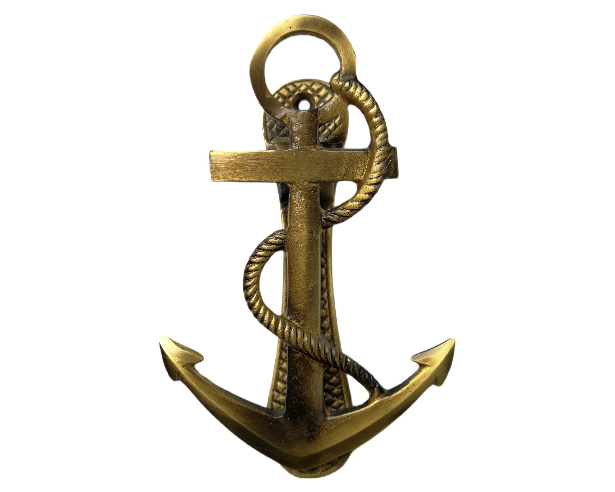 Anatolica Antique Bronze Ships Anchor Door Knocker With Rope Details Brass 6.30" (Antique Bronze)