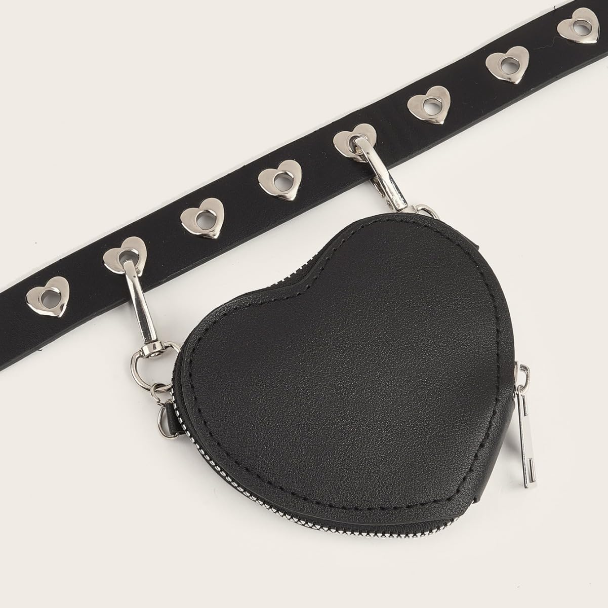 Grommet Belt Removable with Heart-shaped Wallet Pouch for Women Punk Rock Belt for Jeans Pants - Image 3