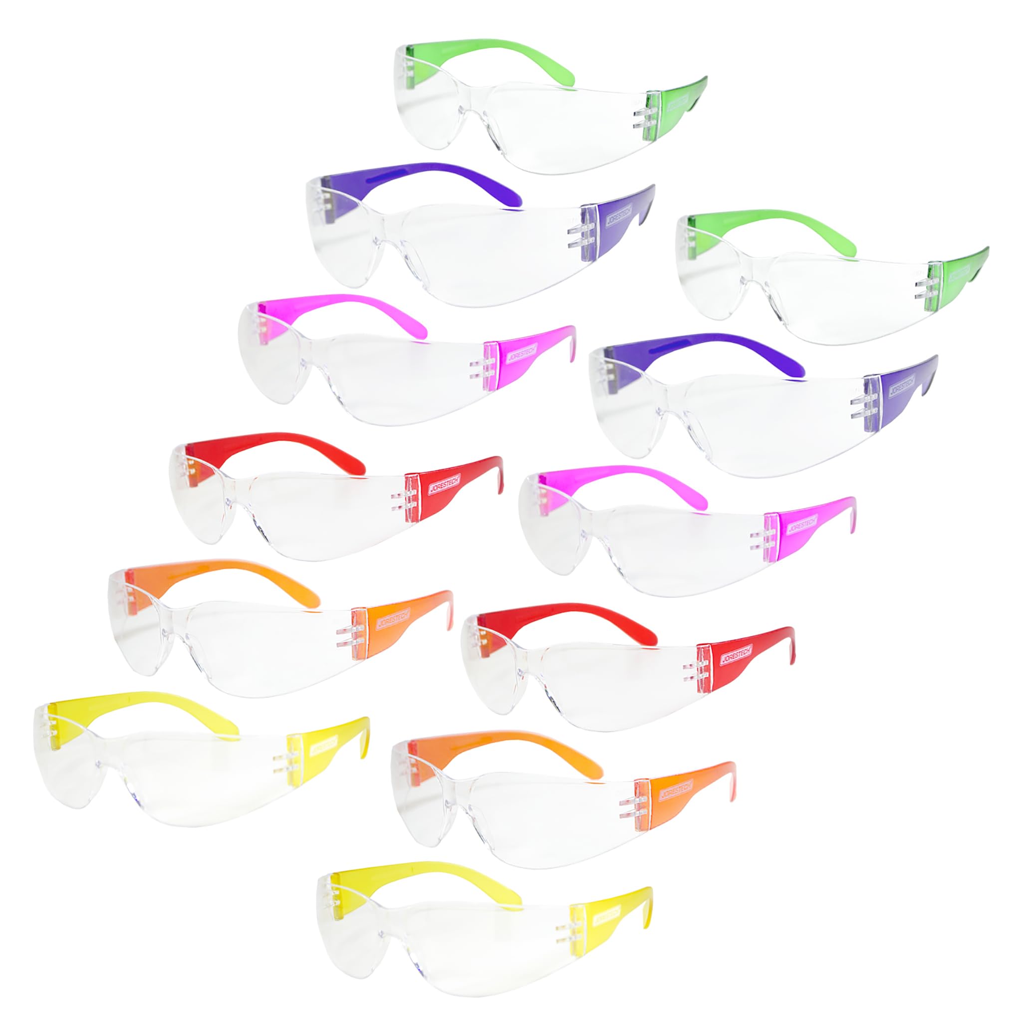 JORESTECH Schutzbrille, Polycarbonat, stoßfeste Gläser, 12 Stück (mehrfarbig)