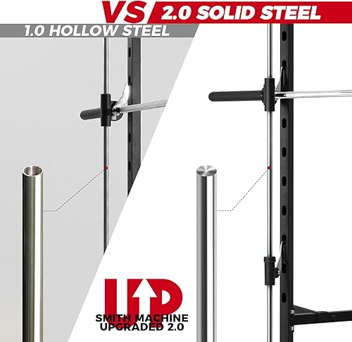 Miniatura 8 de RitFit Smith - Estante de potencia para máquina con sistema LAT-Pull Down, minas terrestres, barra de barra, clavijas de almacenamiento de placas y