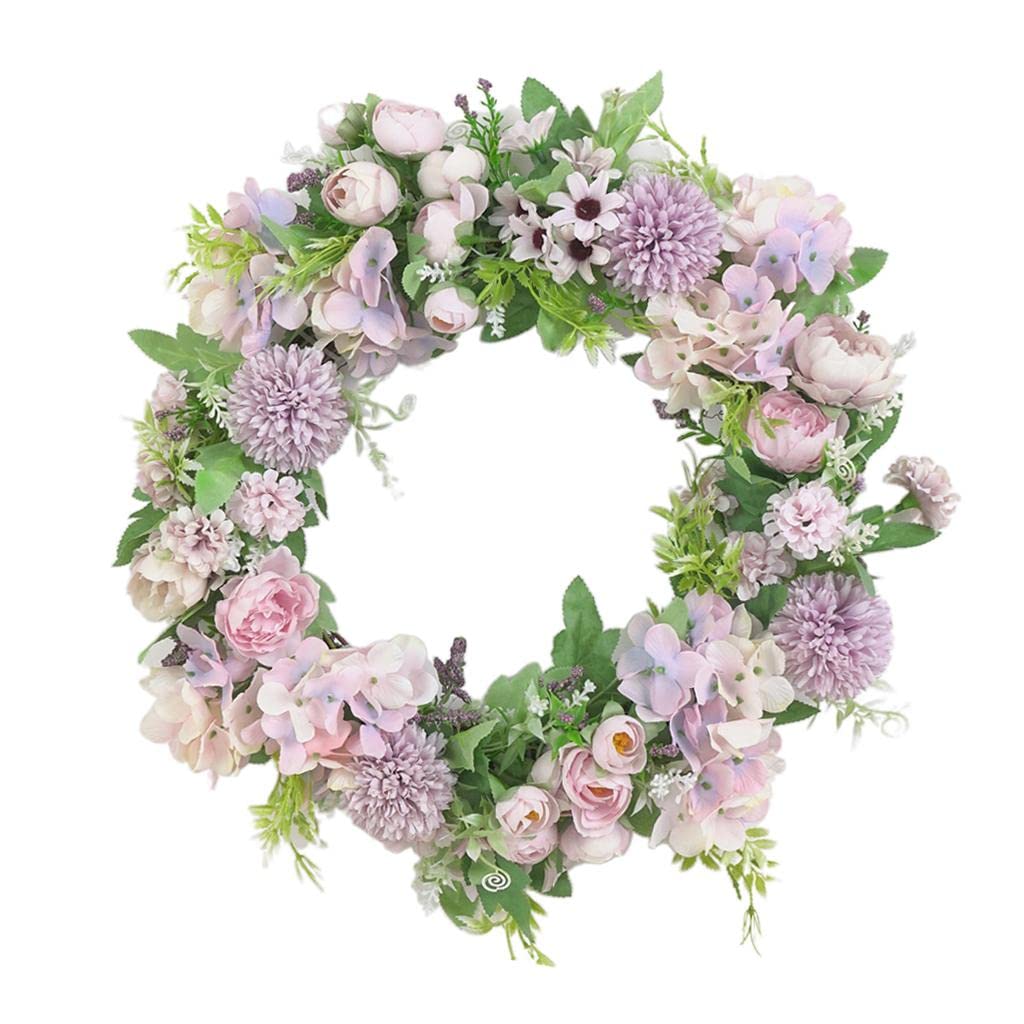 Couronne de pivoines violette Ø 40 cm pour décoration fleurie