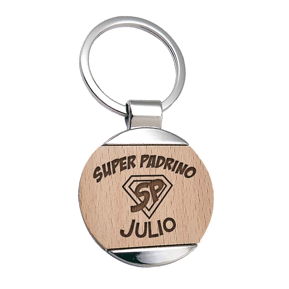 Planetacase Llavero Familia Personalizado con Nombre Grabado sobre Madera - Llavero Original Super Padre Madre Hermano Tio Sobrino Abuelo