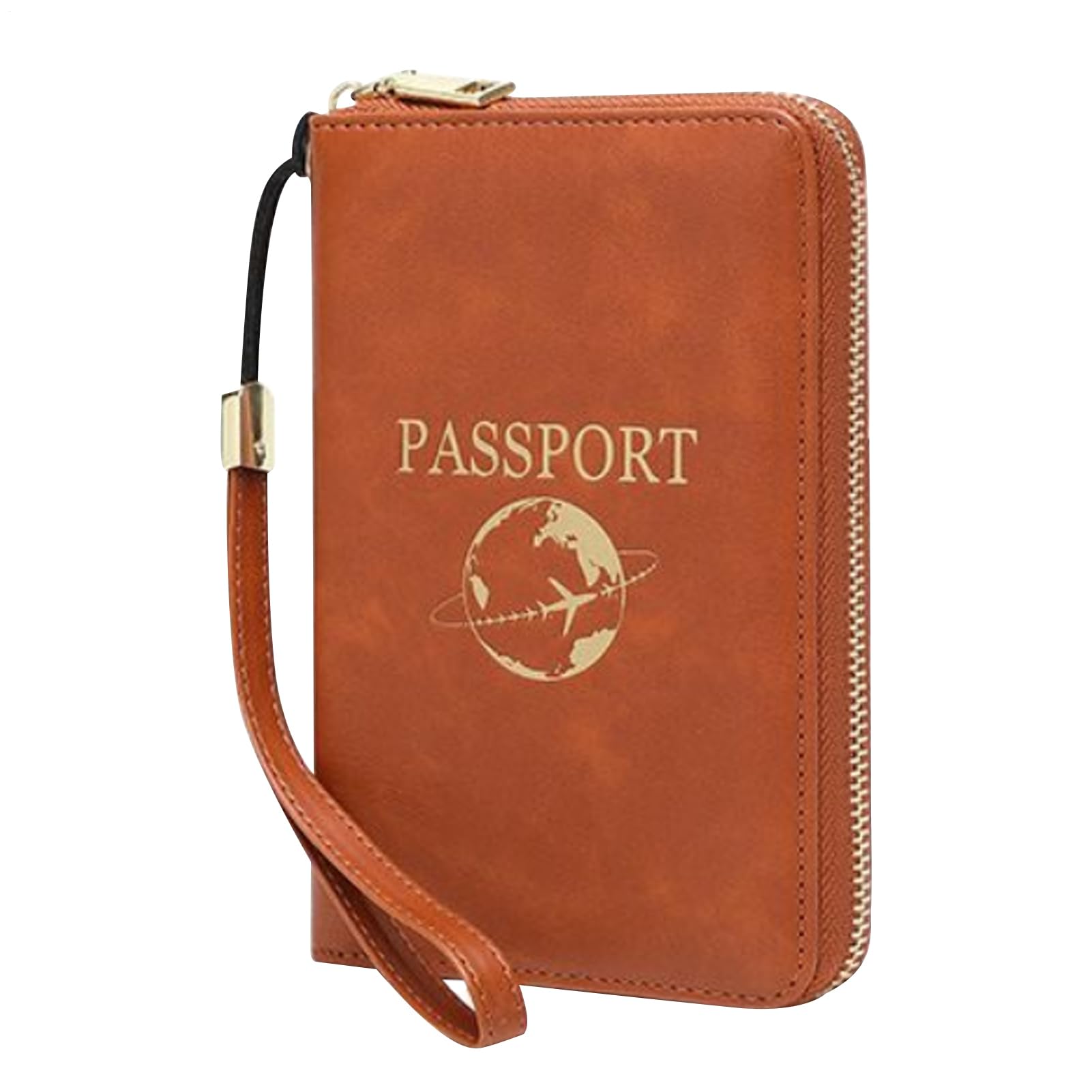 Portapassaporto,Organizzatore Multi-Tasca In PU Bloccante | Portafoglio | Passaporto per Uomini con Cerniera,Per Documenti Contanti Biglietti Aereo Vacanza Familiare Business Crociera Pendolarismo