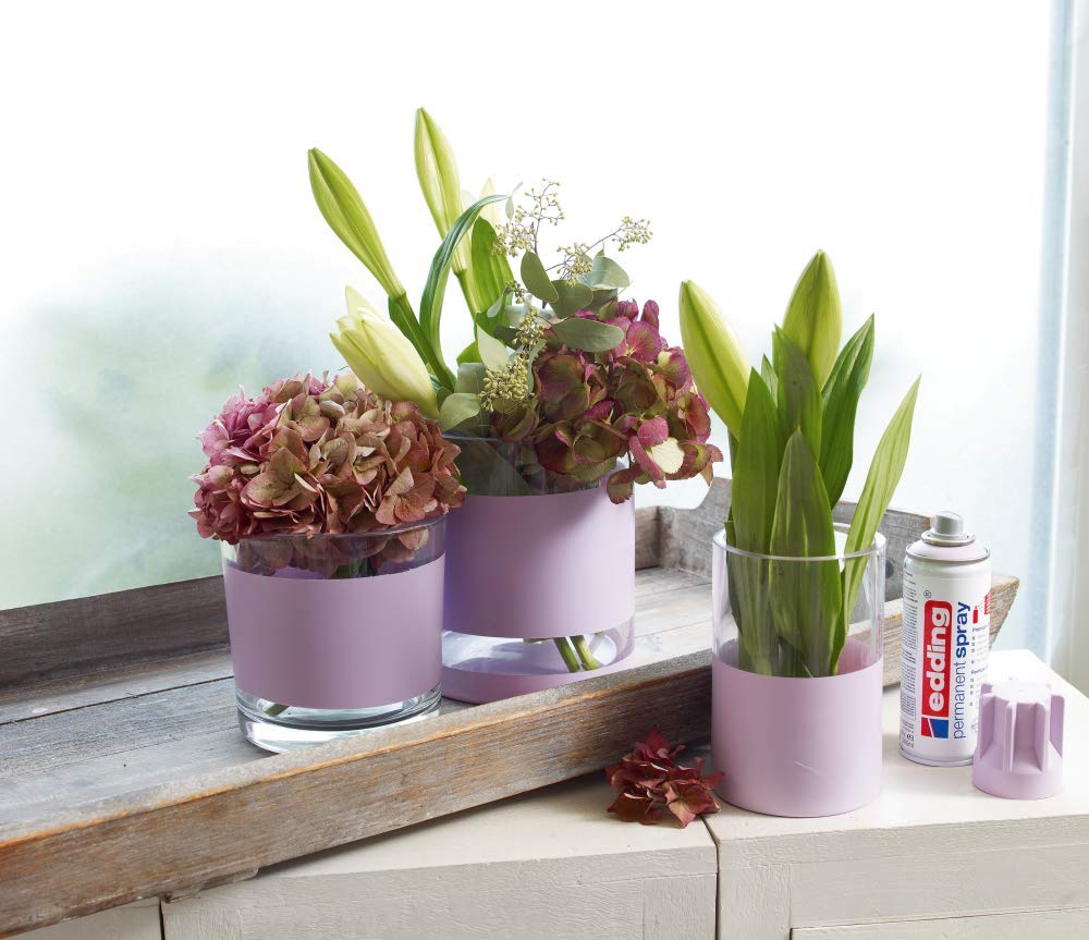 Edding 5200 Permanent Spray Light Lavender Matt 200 ml Acrylic Paint for Glass, Metal, Wood, Ceramic, Plastic, Canvas