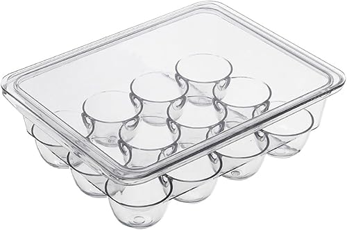 Caja de almacenamiento de huevos de 12 rejillas para refrigerador, soporte versátil para huevos con una cubierta para una fácil visibilidad de la