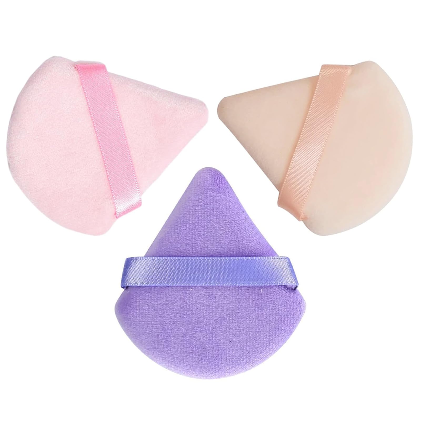 ZXCHOME 3 Soplos de Polvo, Triángulo Polvos Puffs, Maquillaje Puff con Correa Esponja Herramientas para Maquillaje en Húmedo Seco Cojín Esponja de Base Cosmético, para Polvo Suelto o Rubor de Base
