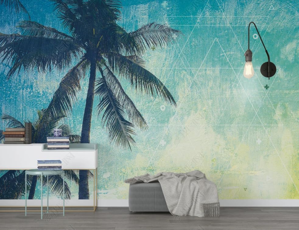Papier peint intissé nostalgie du cocotier géant pour salon et chambre de 350x256 cm
