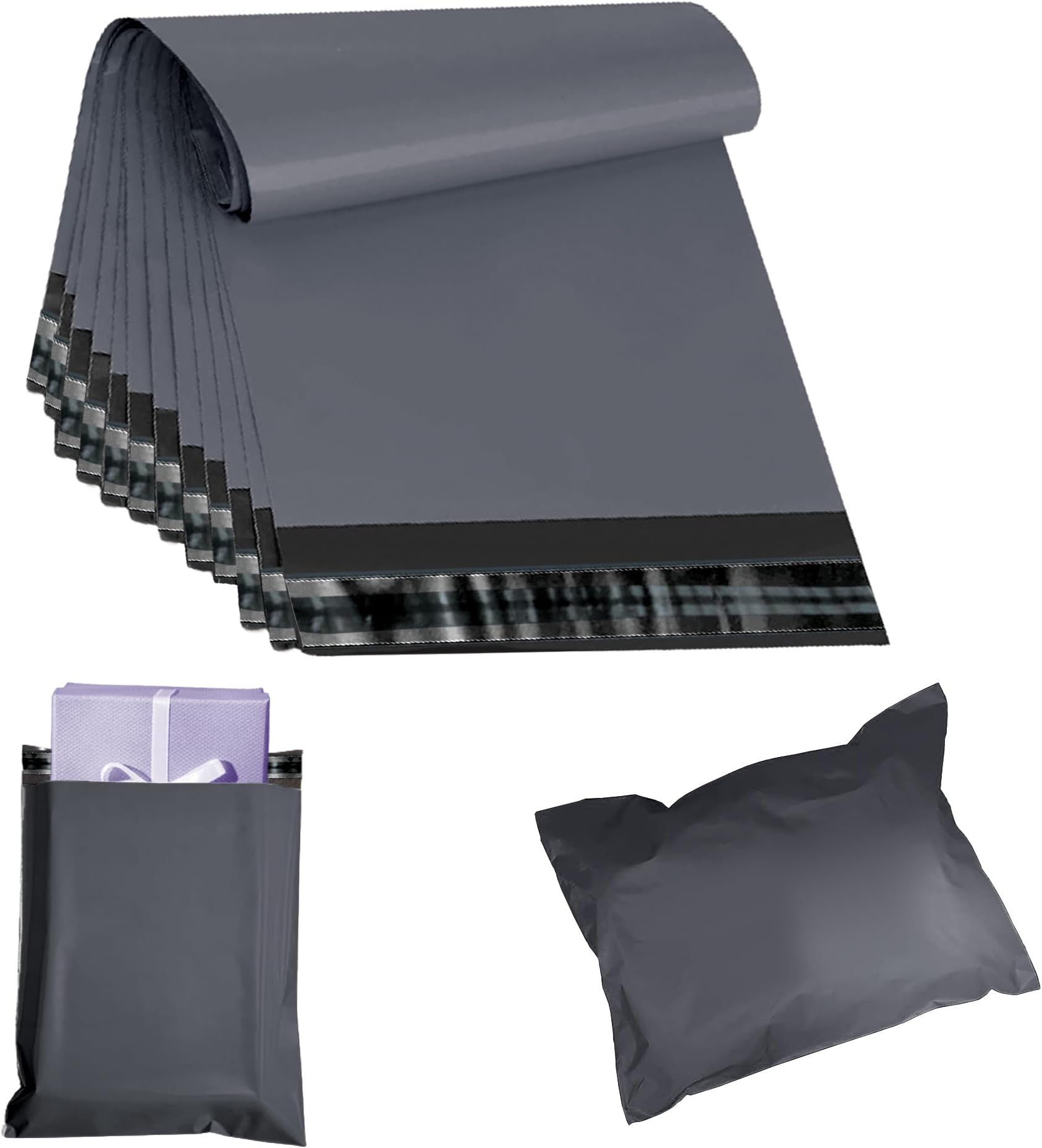 JeeJaan® 100 Pcs Grey Postal Bags 9" x 12" - 228 x 305 mm Poly Mailers Grey Postage Bags - Envelope Courier Shipping Mailers Strong Self Seal Parcel Mailers Postage Bags
