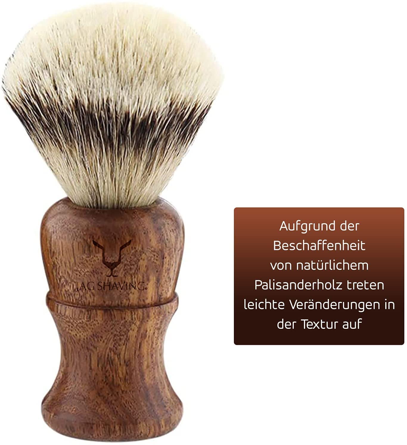 Jag Shaving Zestaw do golenia – zrównoważony 4-częściowy zestaw do golenia z drewna – pędzel do golenia z włosia borsuka – podwójne ostrza do golenia – stojak do golenia – skórzany pokrowiec do