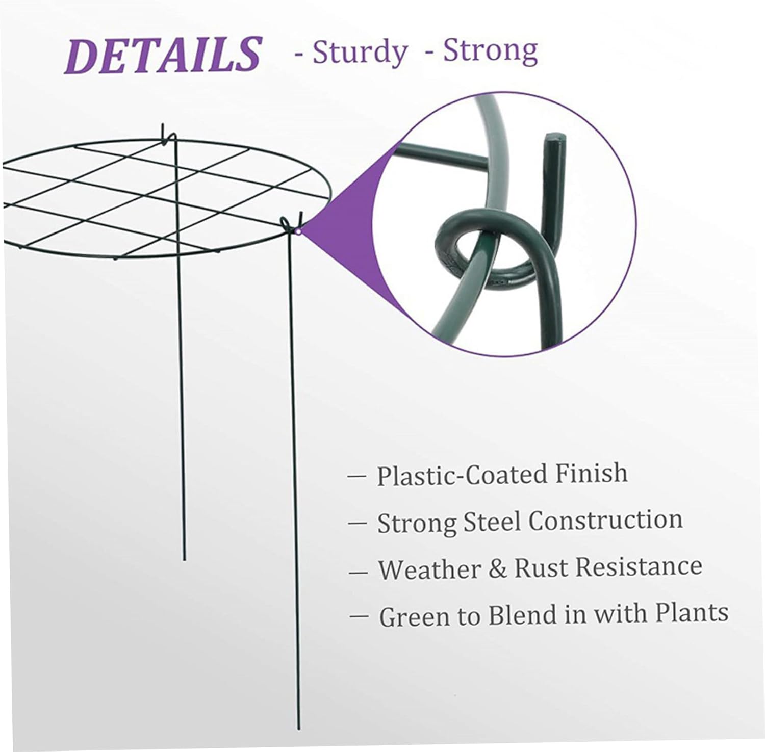 Peony Cages and Supports, 4PCS 12x16'' Iron Round Plant Cages & Supports with 3 Legs for Rose, Tomato, Orchids Vines Heavy Duty Peony Support