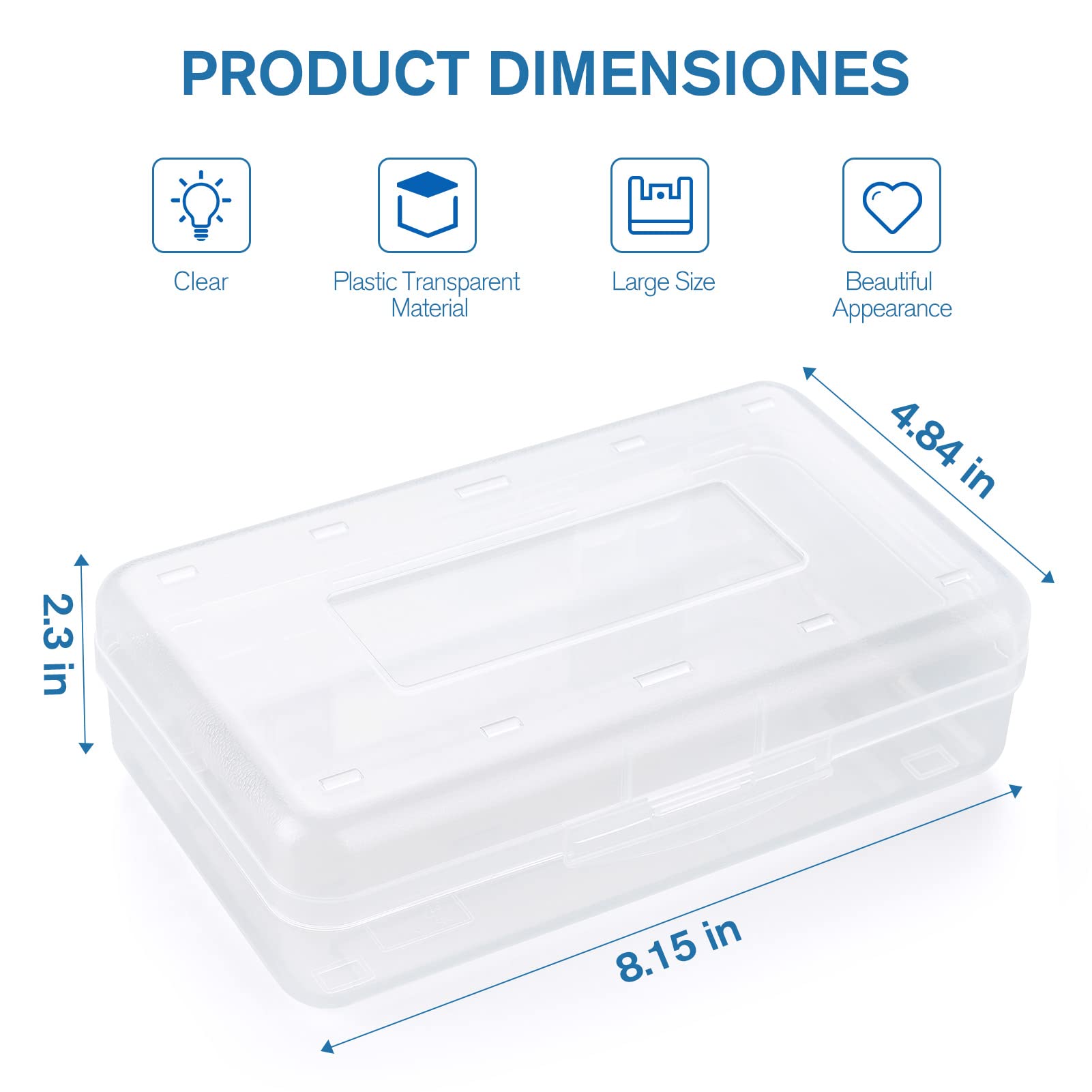 MaxGear 6 Pack Pencil Boxes, Large Capacity Hard Plastic Organizer Bulk with Snap-tight Lid, Stackable Clear Storage Boxes for School, Home & Office
