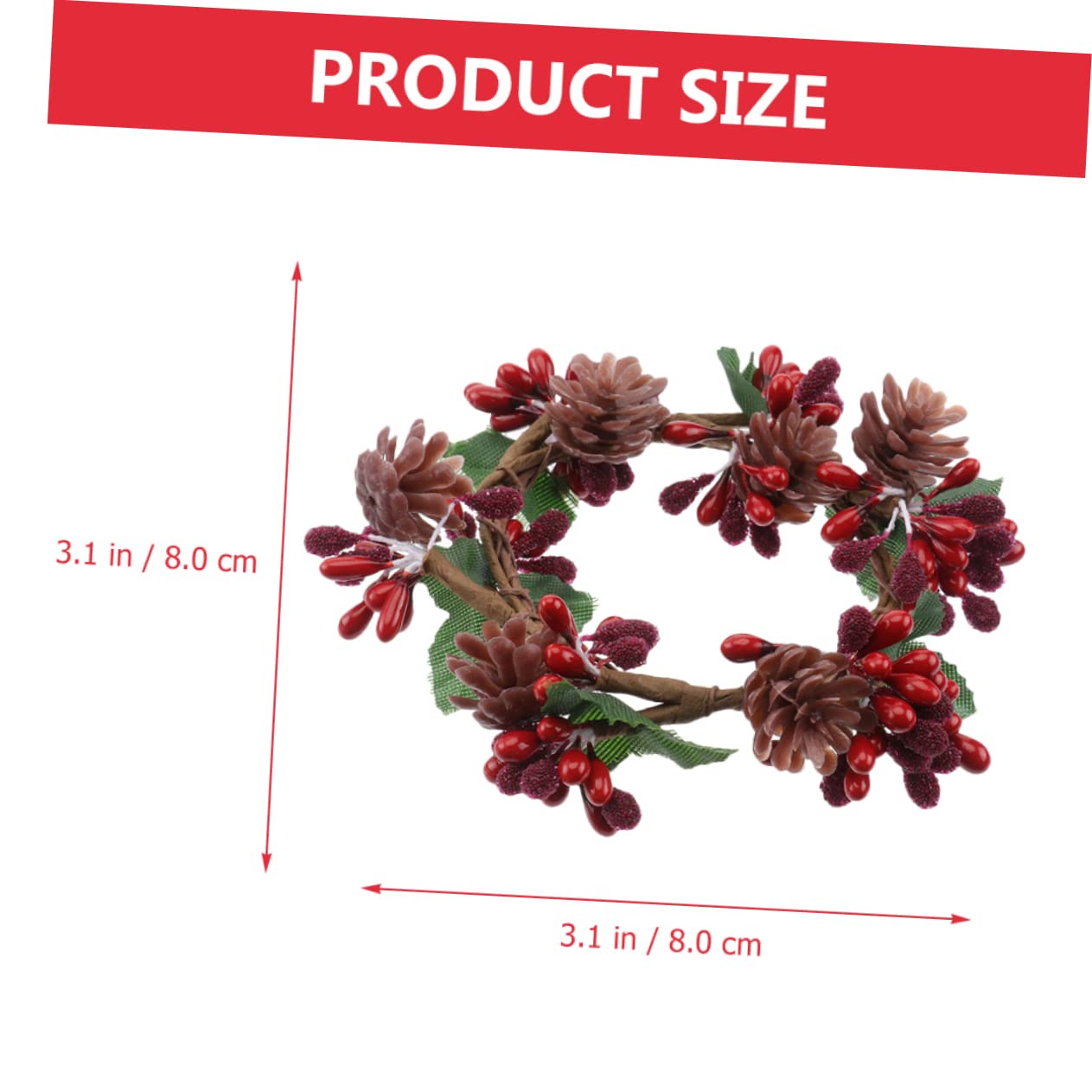 Cabilock 5 Sätze Kranz Weihnachten Rahmen Ornamente Weihnachten Beeren Tannenzapfen Künstliche Girlande Dekorationen Frohe Banner Berry Kerze Ringe 2 Stück * 5