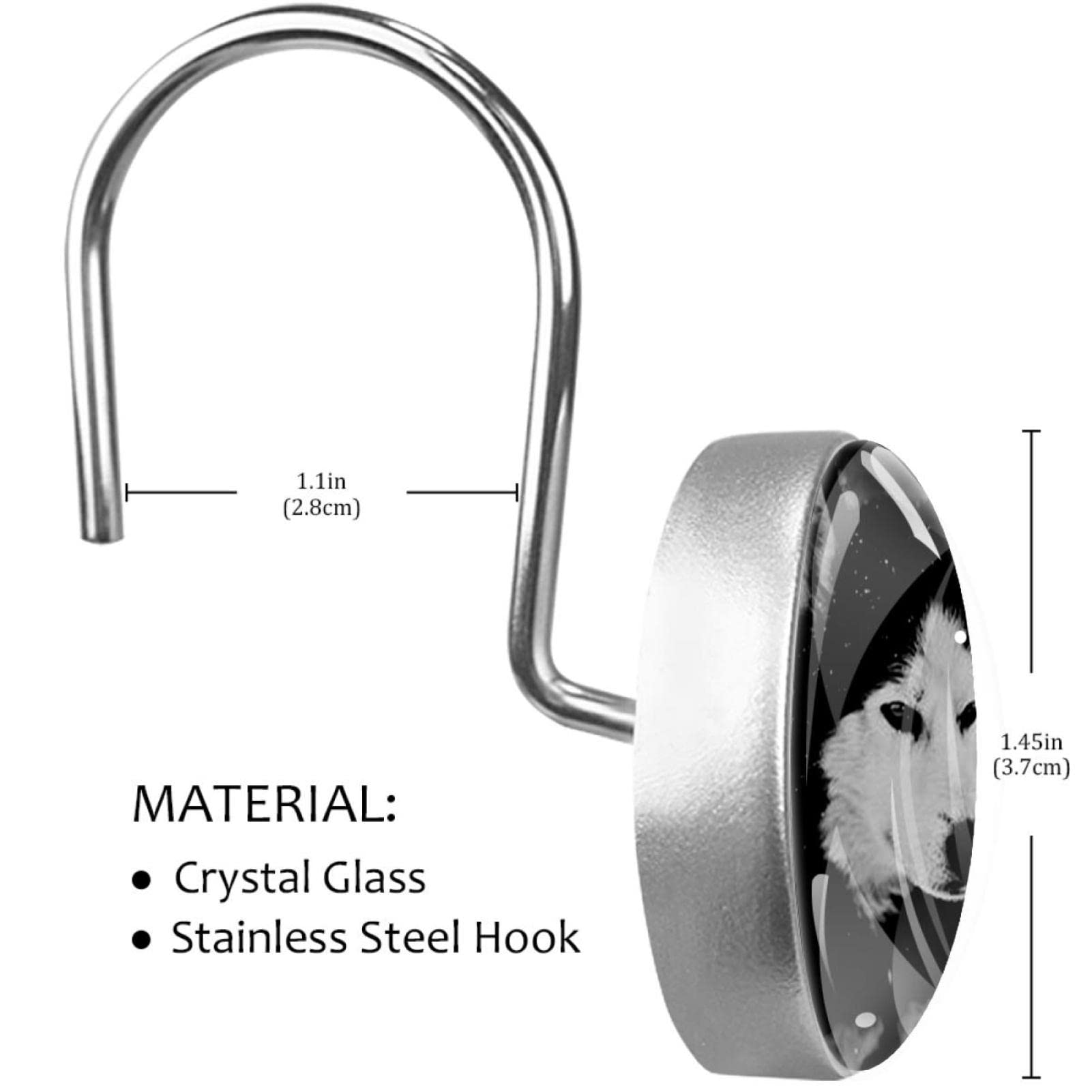 Duschvorhanghaken Mit Bär & Hirsch – Rostfreier Edelstahl, 12 Stück, Für Stangen 20-30 Mm