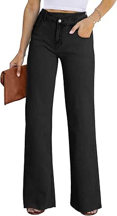 Pantalon Jeans Femme Baggy Taille Haute Brodé Floral - Multicolore, Neuf Avec étiquettes