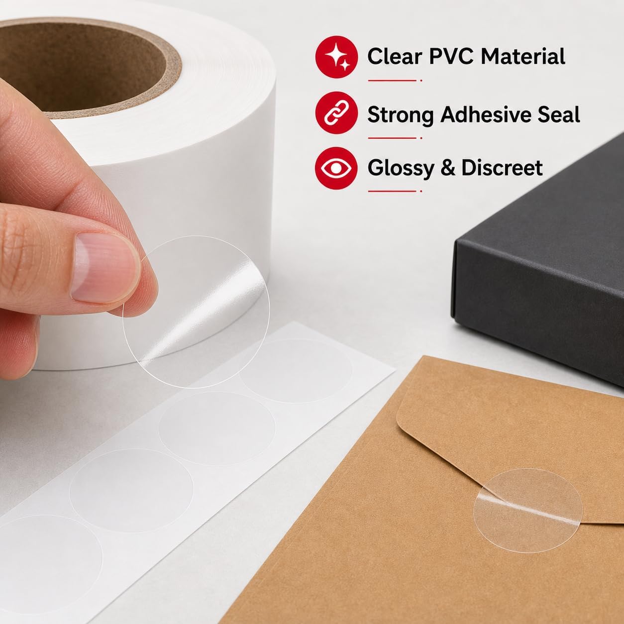 1000 Pcs 1" Thicken Clear Circle Stickers for Sealing image 3