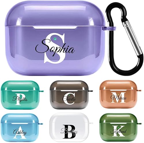 Funda para AirPods con nombre personalizado para Apple AirPod Pro de TPU suave para Airpods Pro 2019 con llavero para mujeres hombres niñas y niños