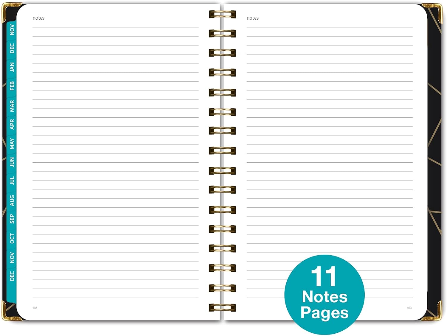 HARDCOVER 2022 Planner: (November 2021 Through December 2022) 5.5"x8" Daily Weekly Monthly Planner Yearly Agenda. Bookmark, Pocket Folder and Sticky Note Set (Black Gold Triangles) : Office Products