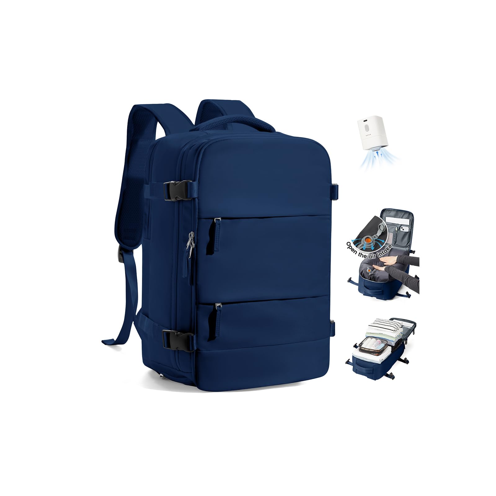SZLX Zaino A Vuoto Con Pompa Donna, Zaino Ryanair 40x30x20 Sottovuoto Zaino da Viaggio Ryanair Wizzair, Ryanair Viaggio Ruscksack Dimensione Cabina Con Pompa Impermeabile Uomo Valigia A Vuoto
