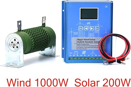 Miniatura 9 de Controlador híbrido solar de viento MPPT de 12 V24 V, controlador de carga de energía LCD de 200 W-600 W con carga de volcado, generador de turbina