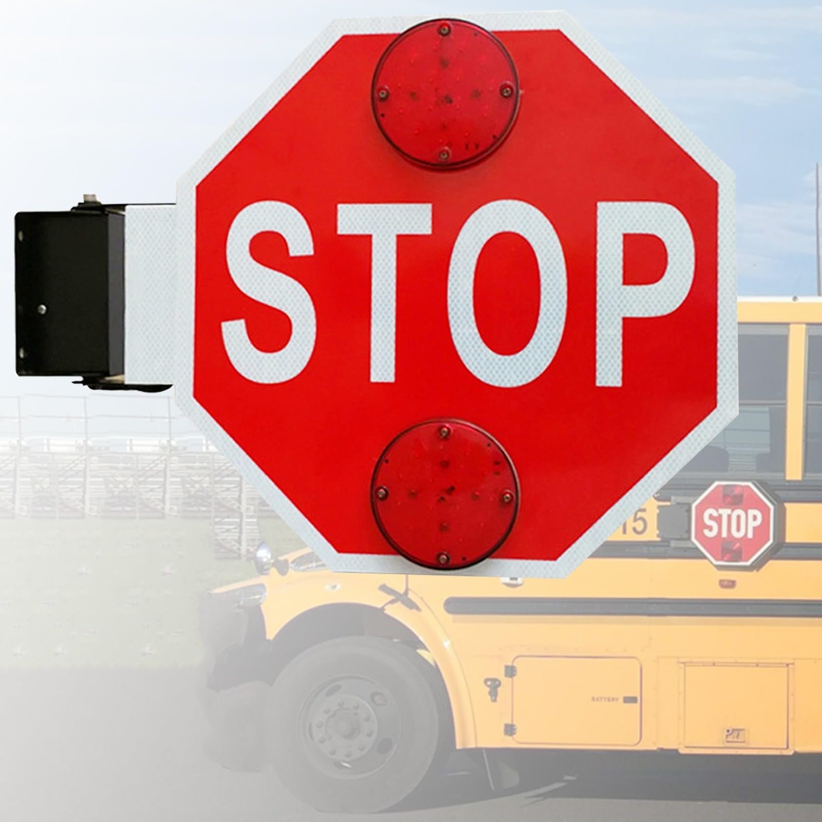 Mavcobo 18?Stop Sign for School Bus LED Blinking Street Warning Sign IP65 Waterproof Engineer Grade Reflective Film