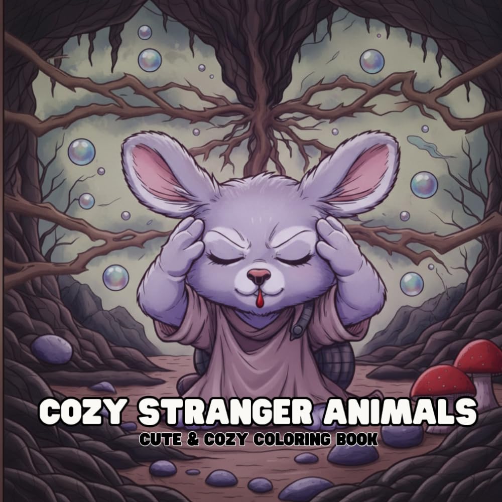 Cozy Stranger Animals: Bold & Easy Coloring Book for Adults (25 Pages)