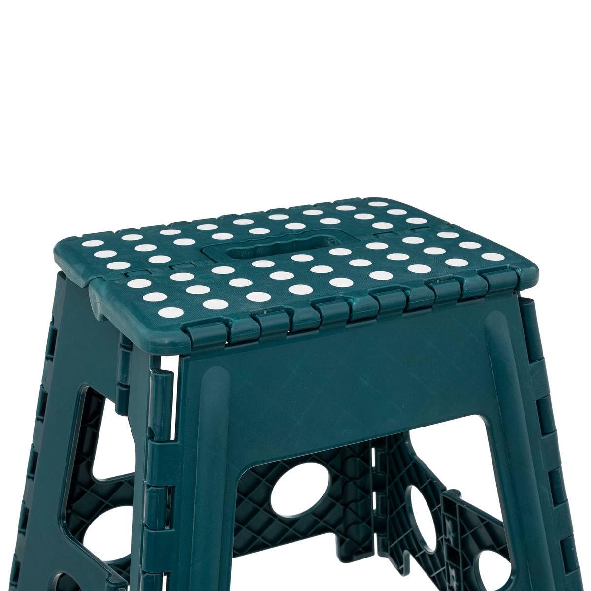 5five - Taburete Plegable de plástico, Negro, 1 peldaño, 39 cm, Cierre de Seguridad, fácil Almacenamiento, Revestimiento Antideslizante, Carga máxima 110 kg