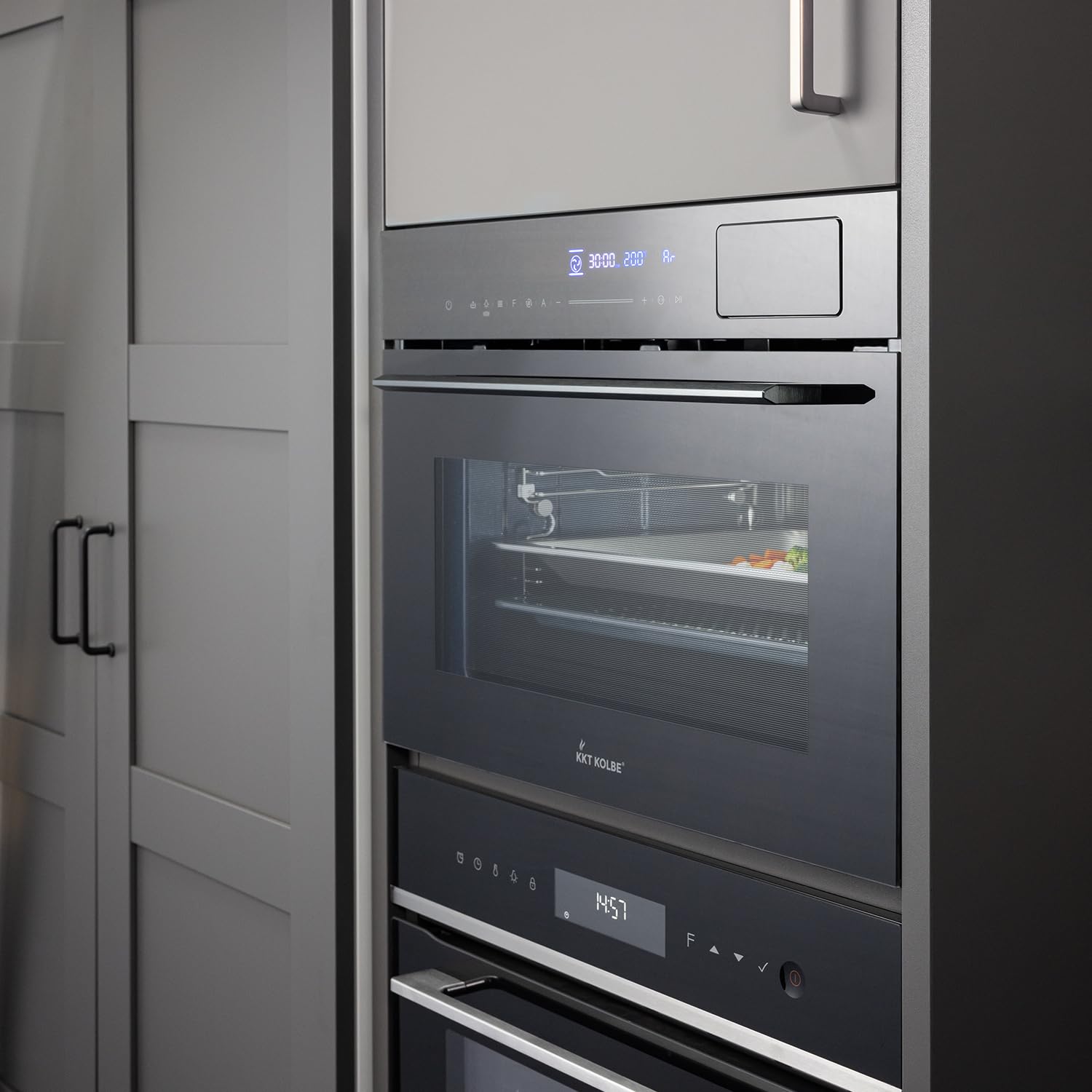 KKT KOLBE Forno da incasso 5 in 1 60 cm con microonde, AirFry, grill e vapore | 50 L | funzione pizza, ventilato, aria calda | timer automatico, display LED | EBMS4503S2