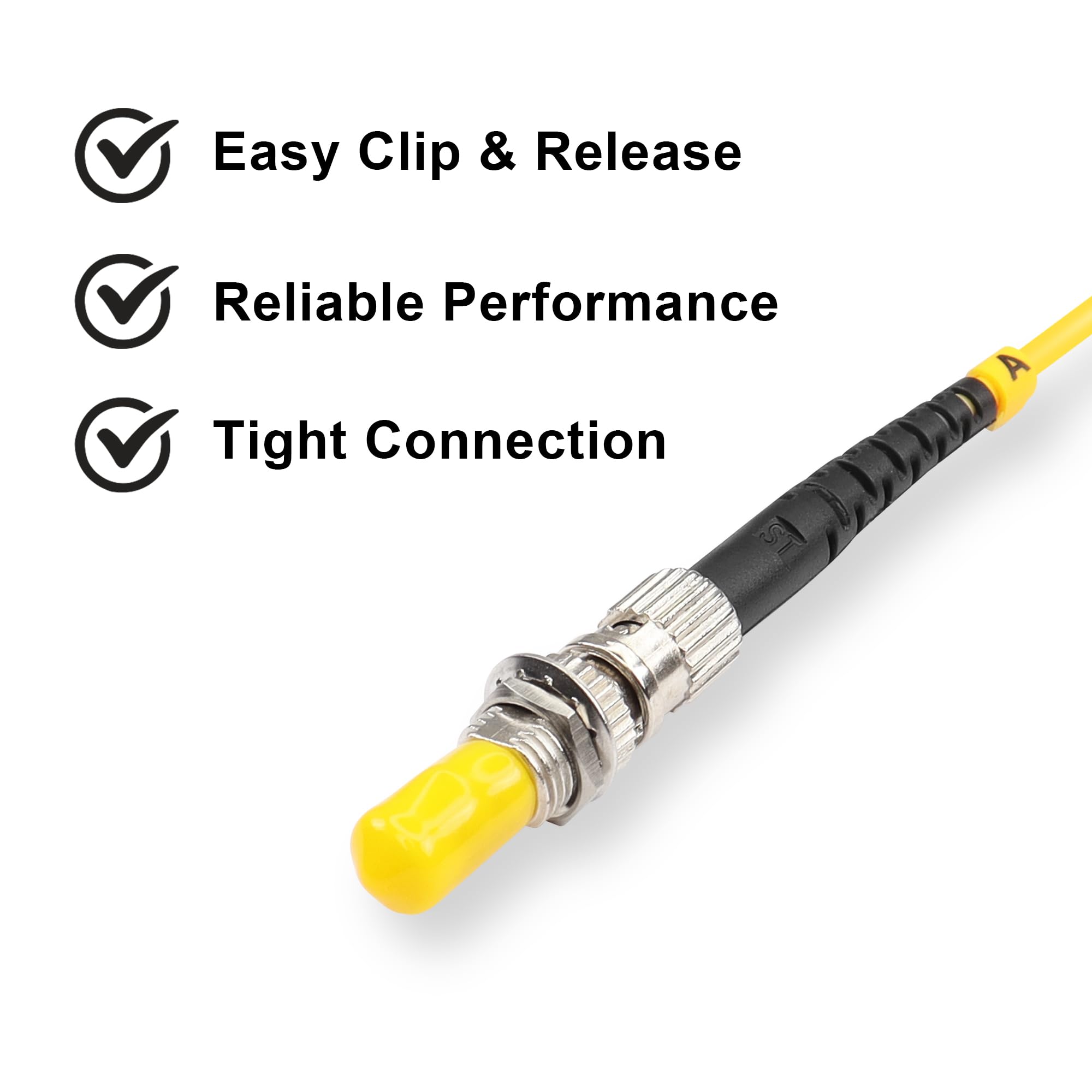 GINTOOYUN 10 pezzi ST Fiber Barrel Coupler ST a ST Singlemode adattatore in fibra di vetro con copertura antipolvere gialla per scatole di giunzione in fibra di vetro a baionetta ST
