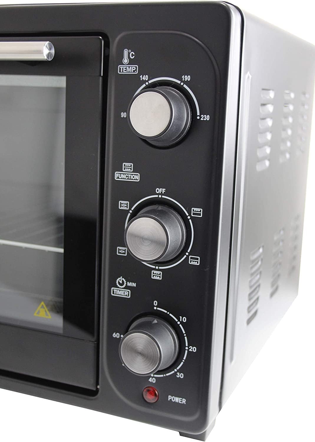 Bastilipo Black convezione Verona 30 Litri 1500 W con 4 Posizioni, Temperatura da 100 a 230 Gradi, Forno da Cucina con Timer da 60 Minuti, 32 Litri, Acciaio Inossidabile, Nero