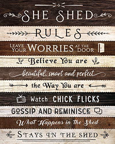 Farmhouse Style She Shed Rules Humor Art Prints, 1 (8x10) Unframed Photos, Wall Decor Gifts Under 15 for Home Office Kitchen Babe Cave Woman Girlfriend Crafts Sewing Knitting Scrapbook Whimsical Fan - Image 4