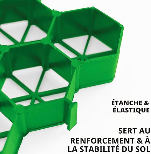 KARAT Griglia per prato in plastica, 1 m² – 4 pezzi – 50 x 50 cm, verde – griglia per pavimento, piastra paddock, a nido d'ape, a nido d'ape, a griglia per prato, griglia per prato - 6