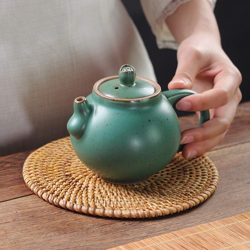 Hotfiary 6 Pack Handmade Rattan Coasters, Natural Wicker Boho Coasters Set, Heat-resistant Drink Coasters Reusable Saucers for Coffee Table Protection, Round Trivet for Teapot Teacup