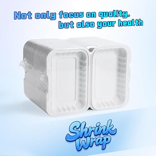 Miniatura 2 de YANGRUI Clamshell - Recipientes de alimentos envoltura retráctil de 9 x 6 pulgadas 28 onzas recipientes de plástico con bisagras para llevar aptos