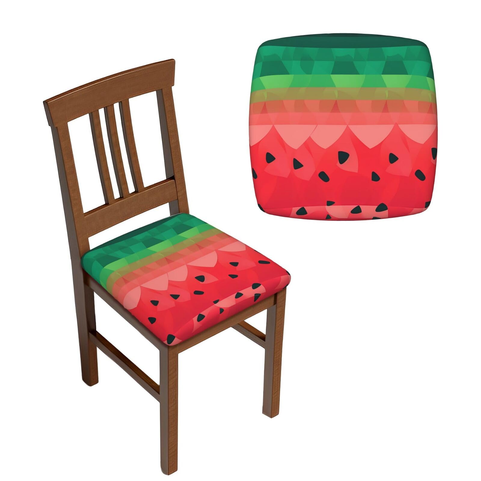 NONHAI 6PCS Dining Chair Seat Covers Set Gradient Watermelon Stretch Removable Chairs Covers Washable Seat Cushion Slipcovers Protector for Dining Room Kitchen Chairs