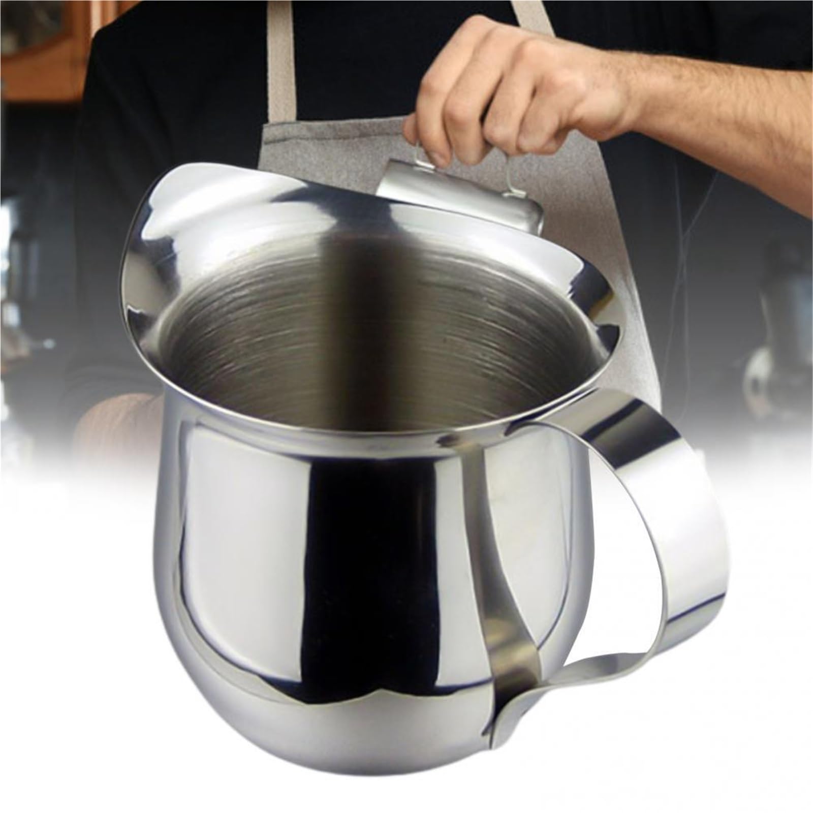 Jarras de leche acero inoxidable, jarras for espumar, jarra café, taza flores, cafetera, tazas expreso, 2 uds Para Barista Casero(150ml)