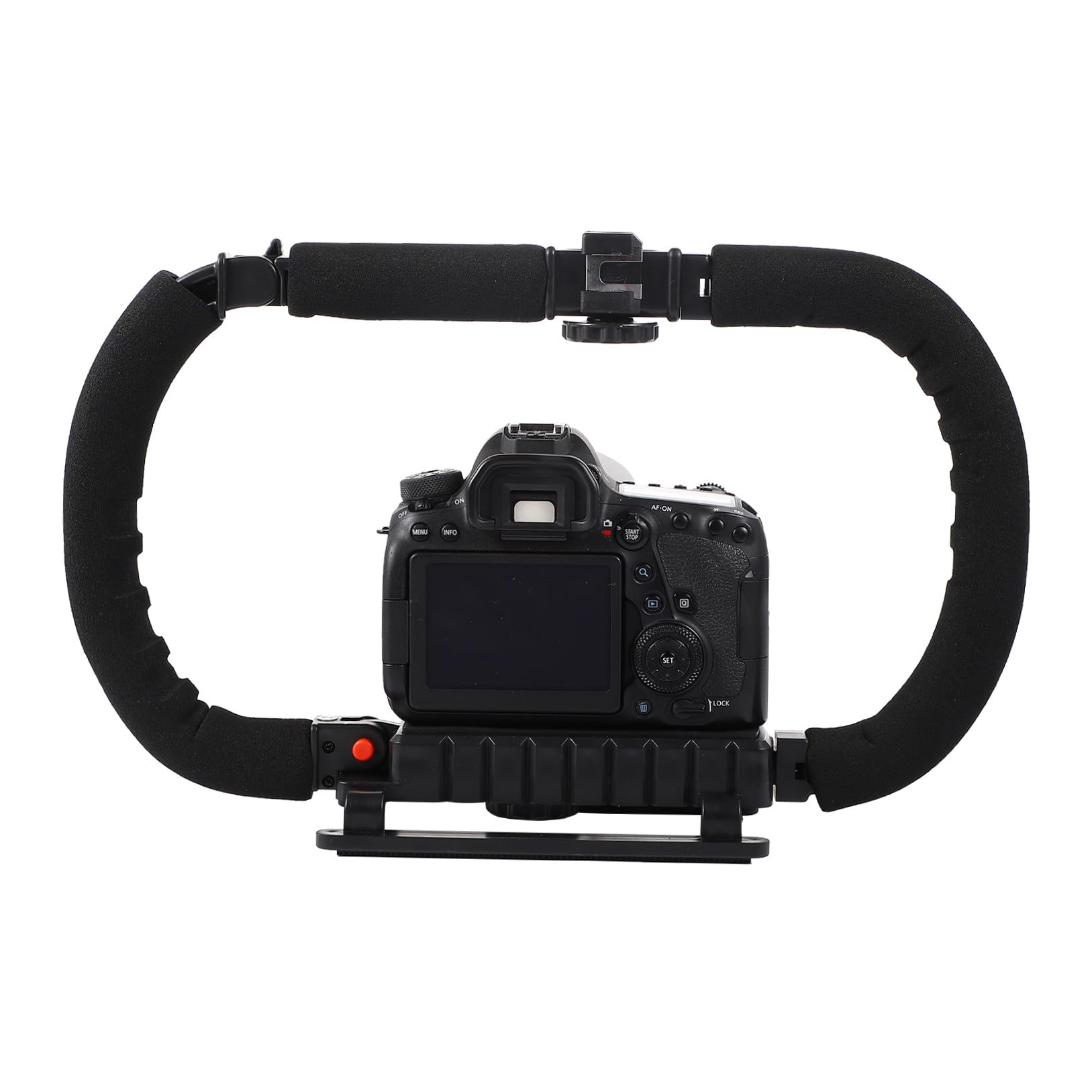 Artibetter Stabilizzatore per Videocamera e Smartphone Nero Impugnatura in Spugna e Supporto per Tre Hot Shoe, Vite da 1/4 Pollice per Riprese Professionali