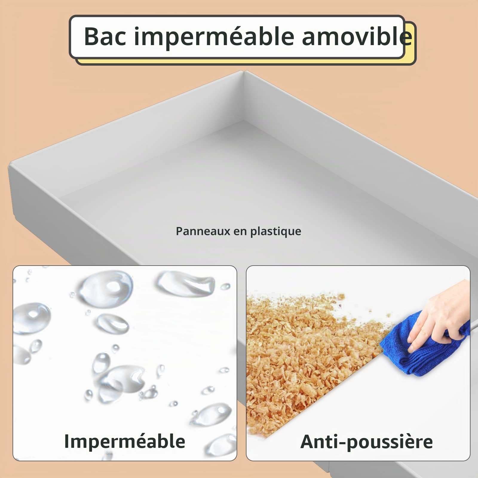 Oneluck Eiiel Cage d'intérieur pour Cochon d'Inde, avec Fond en Plastique imperméable, Parc pour Petit Animal de Compagnie, Lapin, Tortue, Hamster, Cage de séparation