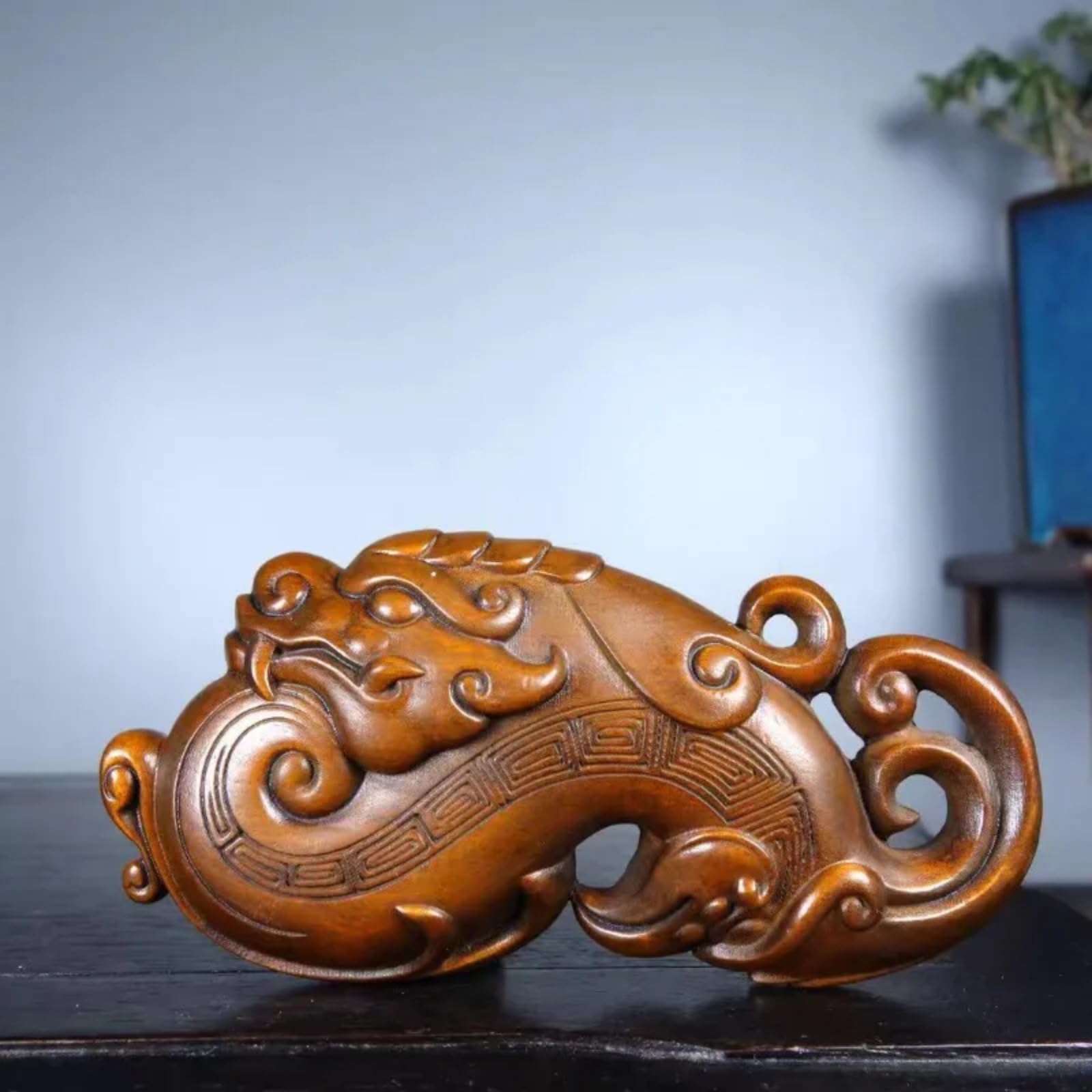 Aottsd Zodiac Ox Bull Statue Boxwood Office Desk Stock Symbol Desktop Decor 10Cm
