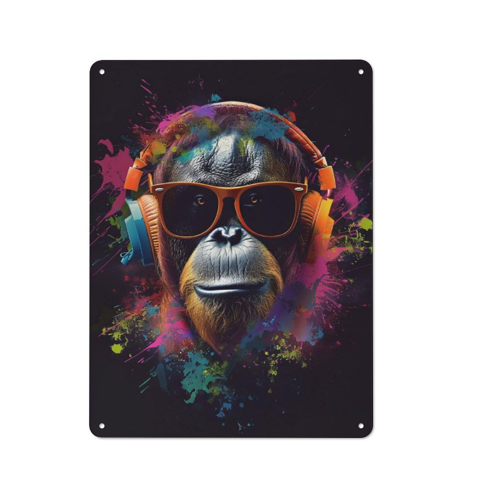 Junmoney Orangutan Colorful Tin Wall Plaque 40X30cm With For Home Bar Wall, For Hosts Who Enjoy Retro Interiors