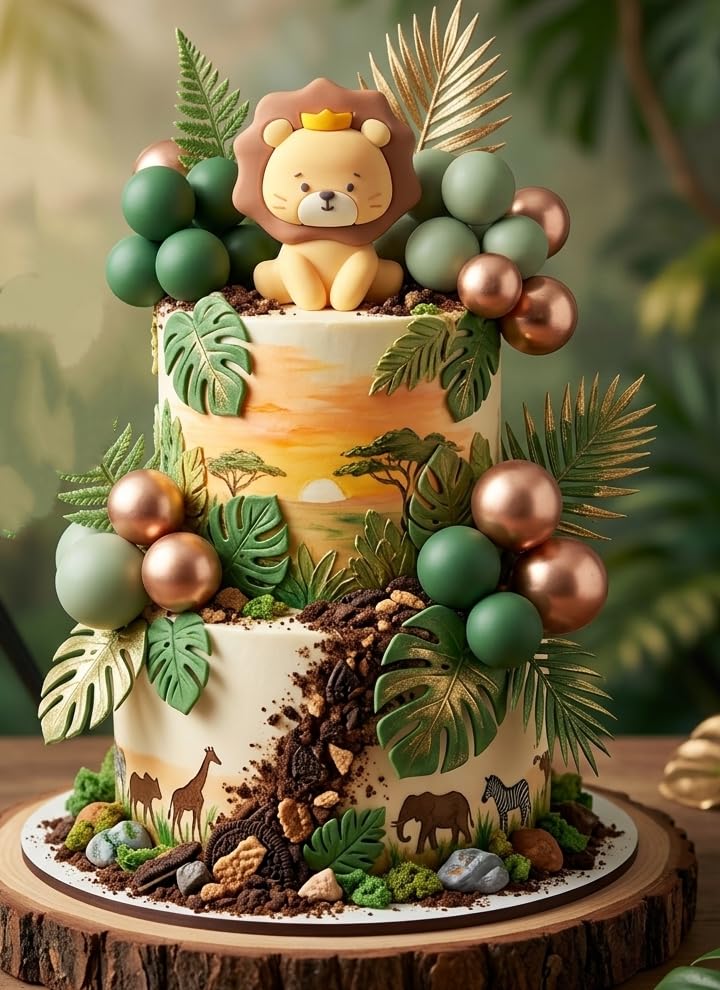 Wild One Lion Cake Topper Safari Jungle Animal Cake Decor