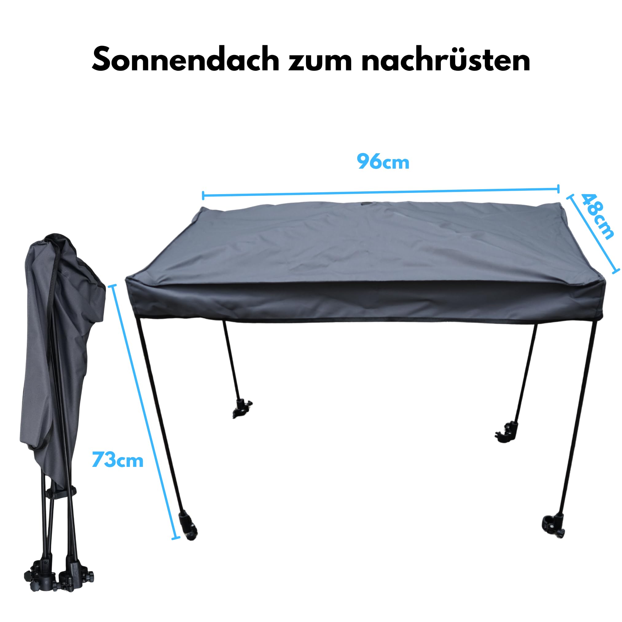 IMLEX Sonnendach für Bollerwagen Universal Zubehör Ideal für IM-4211 & IM-4275 Bollerwagen, Passend für 2 cm Durchmesser Stangen, Einfache Schnallen- und Schraubenmontage