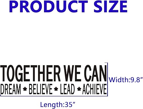 Miniatura 4 de VODOE Calcomanías de pared grandes con texto en inglés Together We Can Dream Believe, Lead Achieve, calcomanías de pared para oficina, sala de
