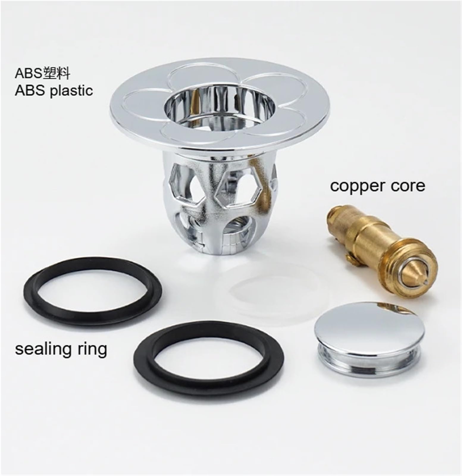 Waschbeckenstöpsel 30-40mm Universal Pop-Up Drain Stopper ABS Electroplated Shell Copper Core Anti-Odor Insect Proof for Bathroom Sink Washbasin