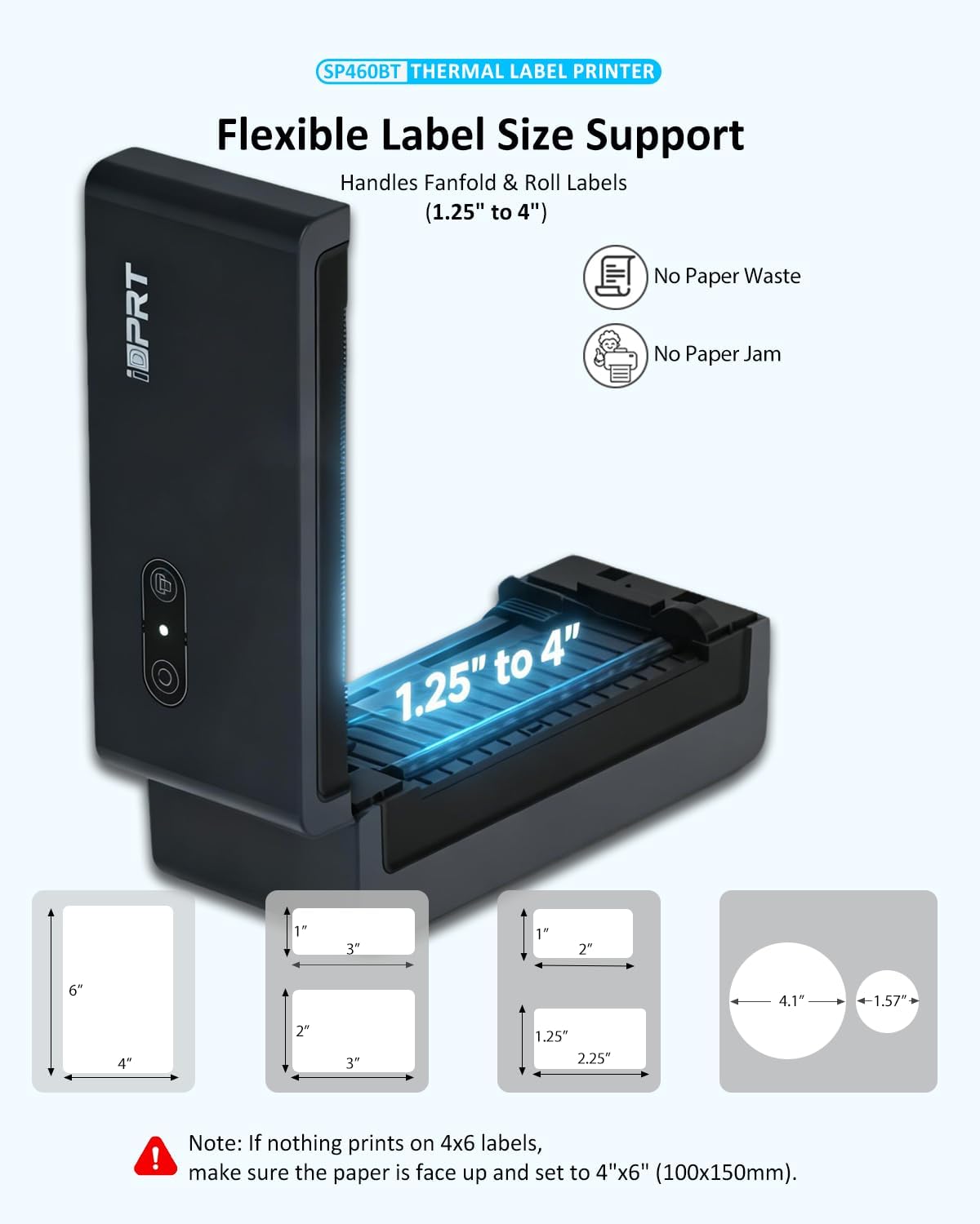 iDPRT Bluetooth Thermal Shipping Label Printer, 4x6 Wireless High-Speed Label Maker for Small Business, Compatible with Android, iPhone, Windows & Mac for Amazon, Ebay, Shopify, USPS, SP460BT - Image 4
