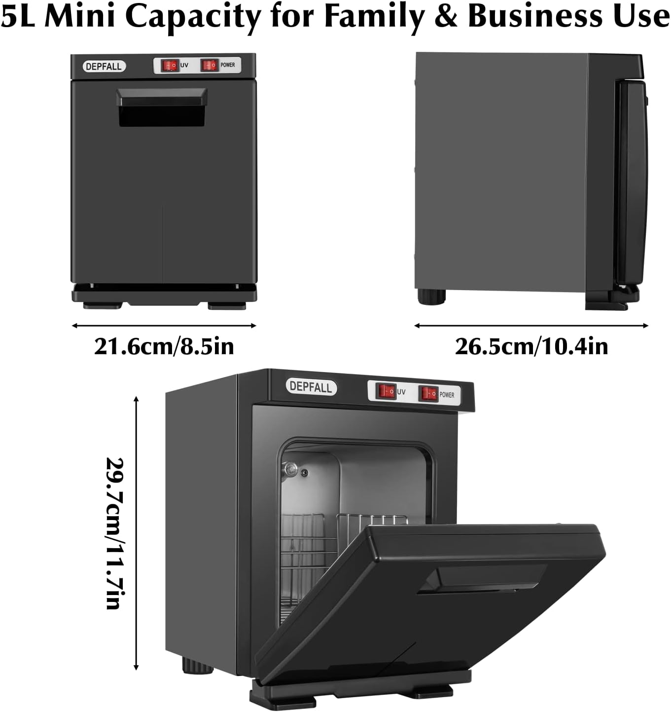 DEPFALL Mini Hot Towel Warmer, 5L Small Hot Towels Cabinet, 2-in-1 Spa Towel Warmers for Facials, Bathroom, Barber, Salon, Esthetician, Beauty, Upgrade Fast Heating Aluminum Interior, Black : Beauty & Personal Care