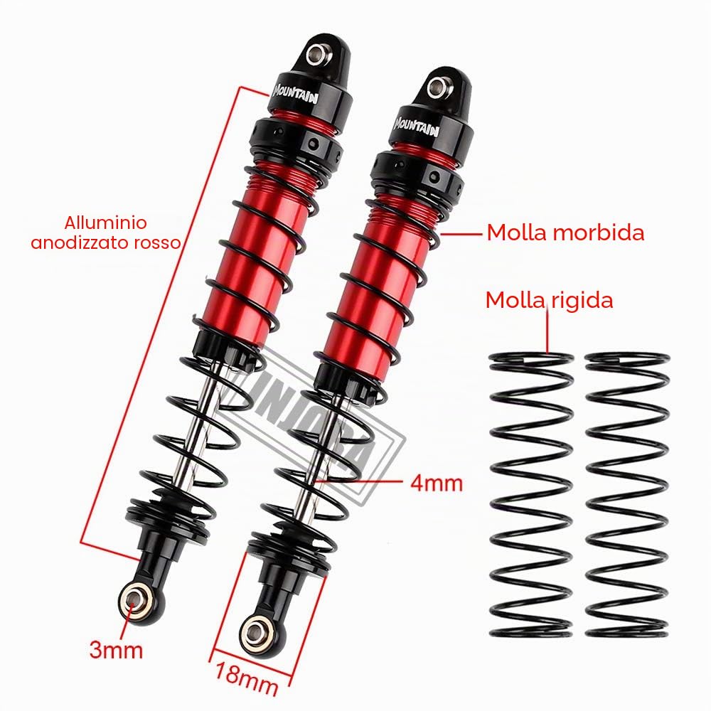 INJORA RC - Set di 4 ammortizzatori RC Shock Absorbers RC per 1/10 RC Crawler Axial SCX10 90046 AXI231017 Traxxas TRX-4 D90 (100 mm)